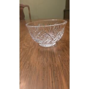 Unmarked Clear Cut Crystal Dessert Bowl Diamond Pattern Small Glass Dish